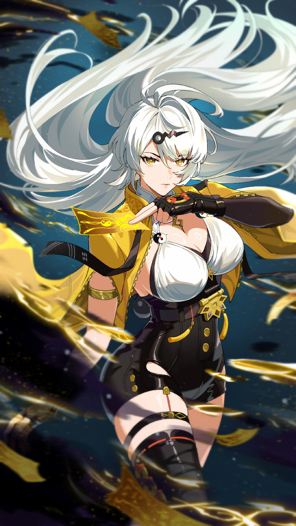 银发黄瞳飒爽御姐,符箓加身气场全开