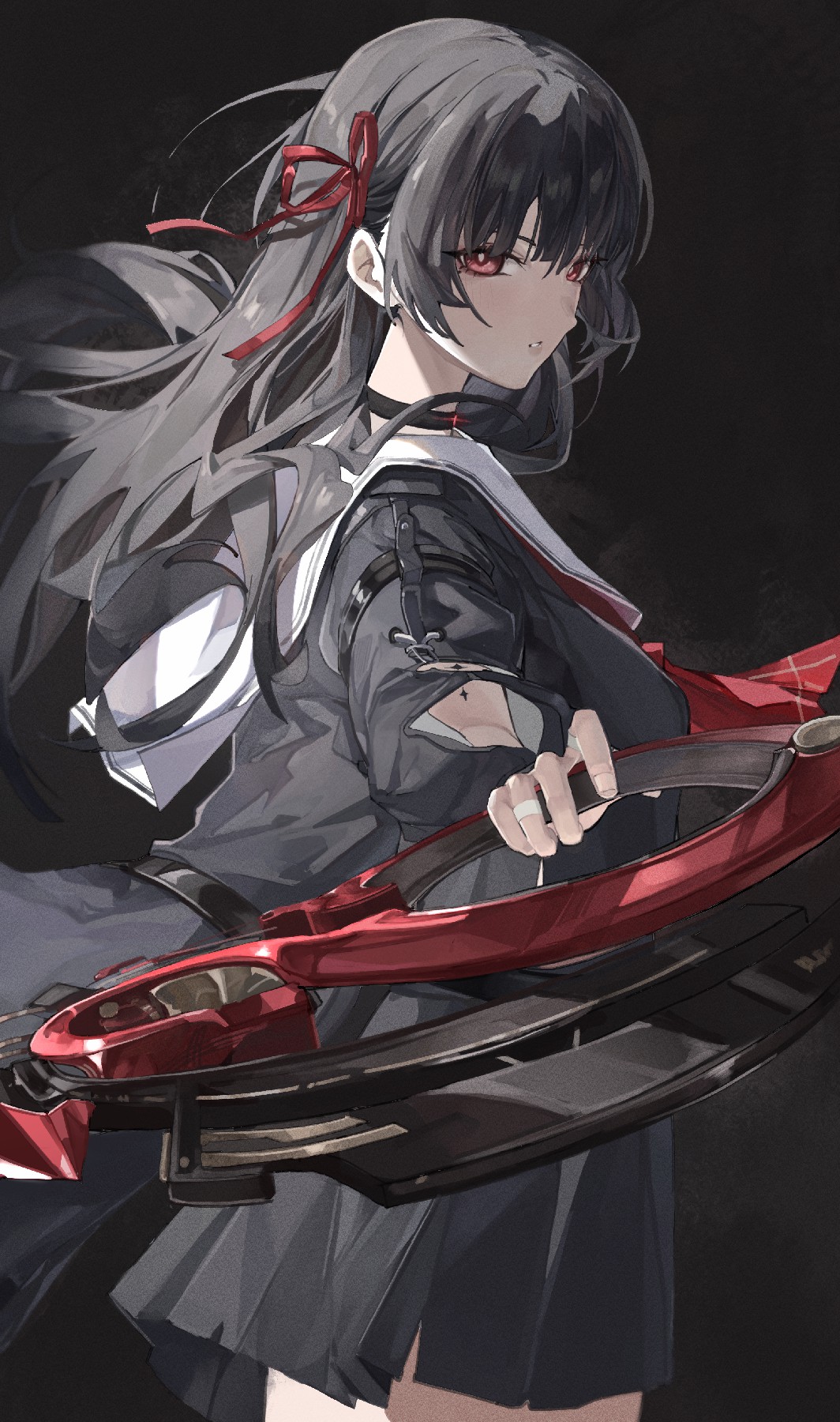 暗黑系红瞳少女，持械水手服酷飒登场