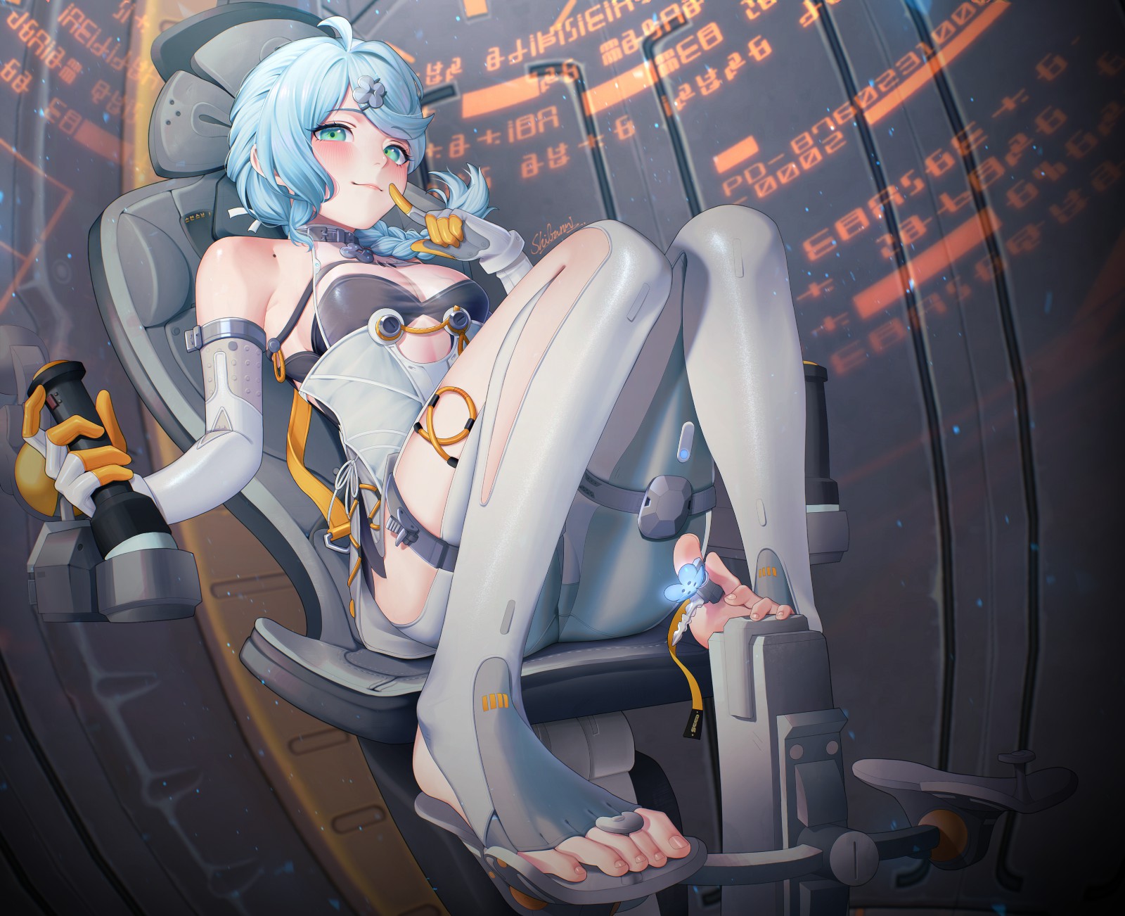 未来感少女的酷炫太空姿态