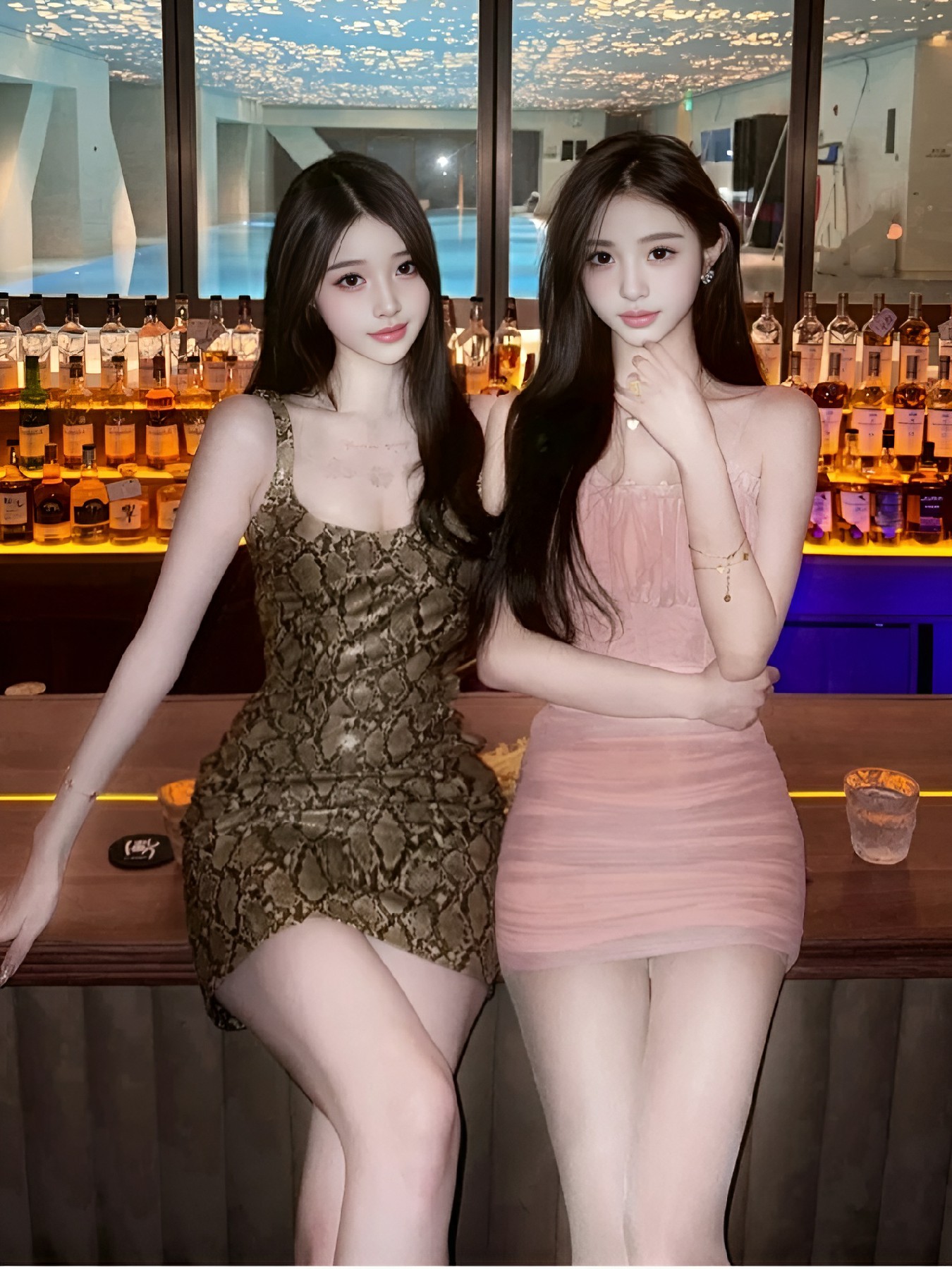 酒吧辣妹姐妹花，穿搭氛围感拉满