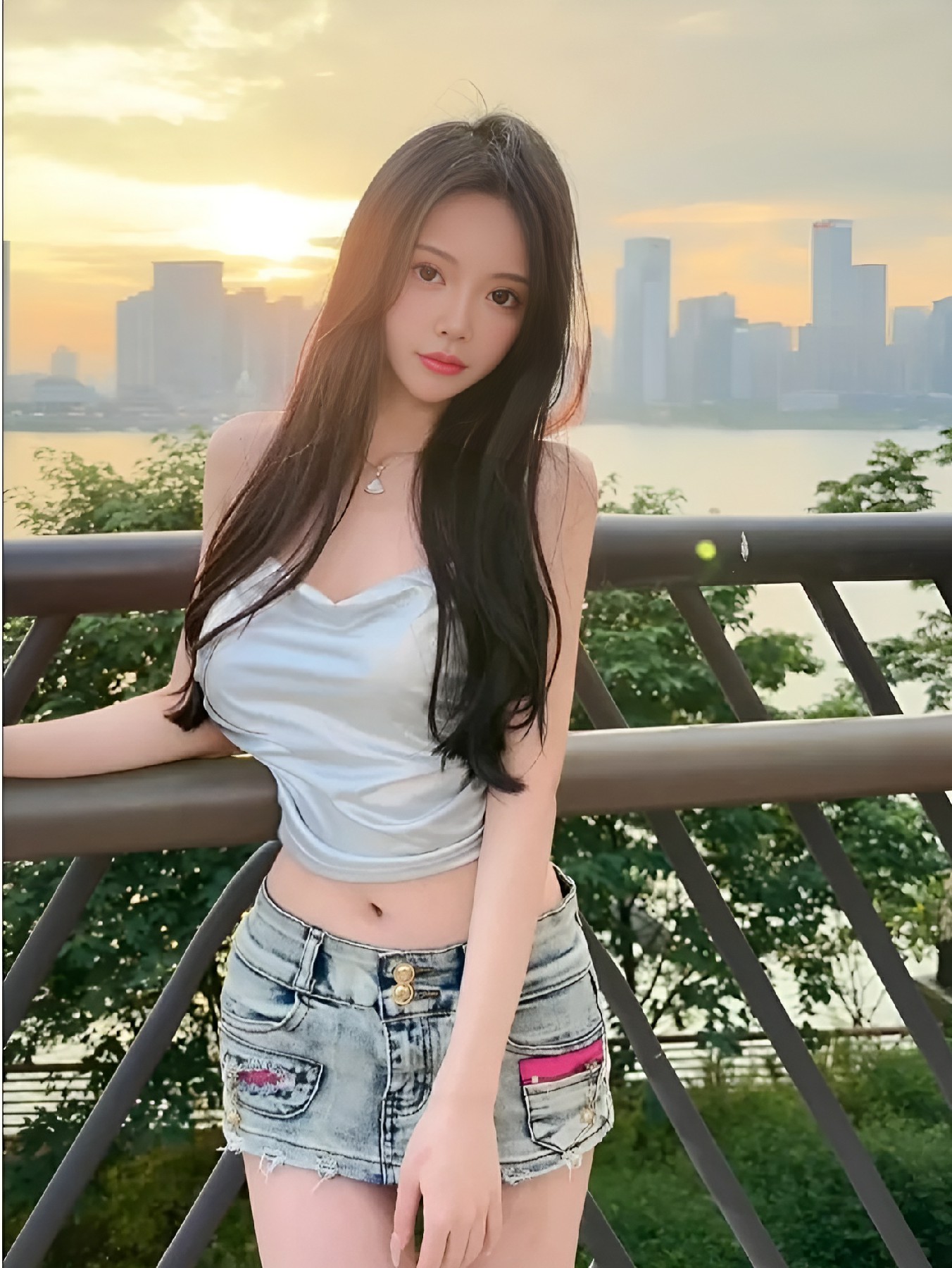 江边日落辣妹穿搭，氛围感拉满