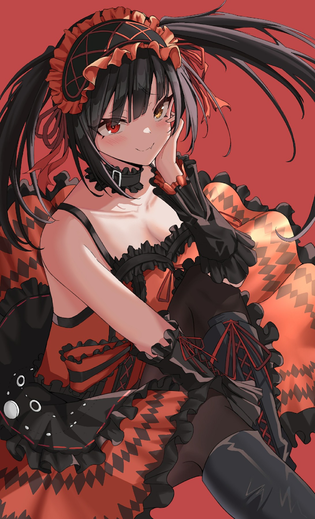 红黑洛丽塔少女的甜酷魅惑瞬间