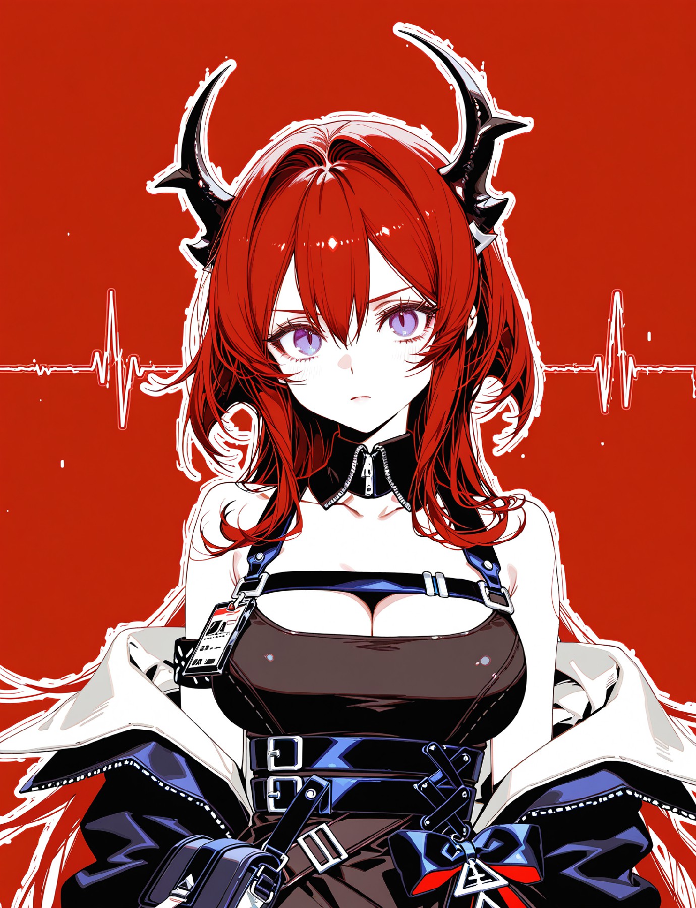 红发恶魔角少女，酷飒穿搭超吸睛