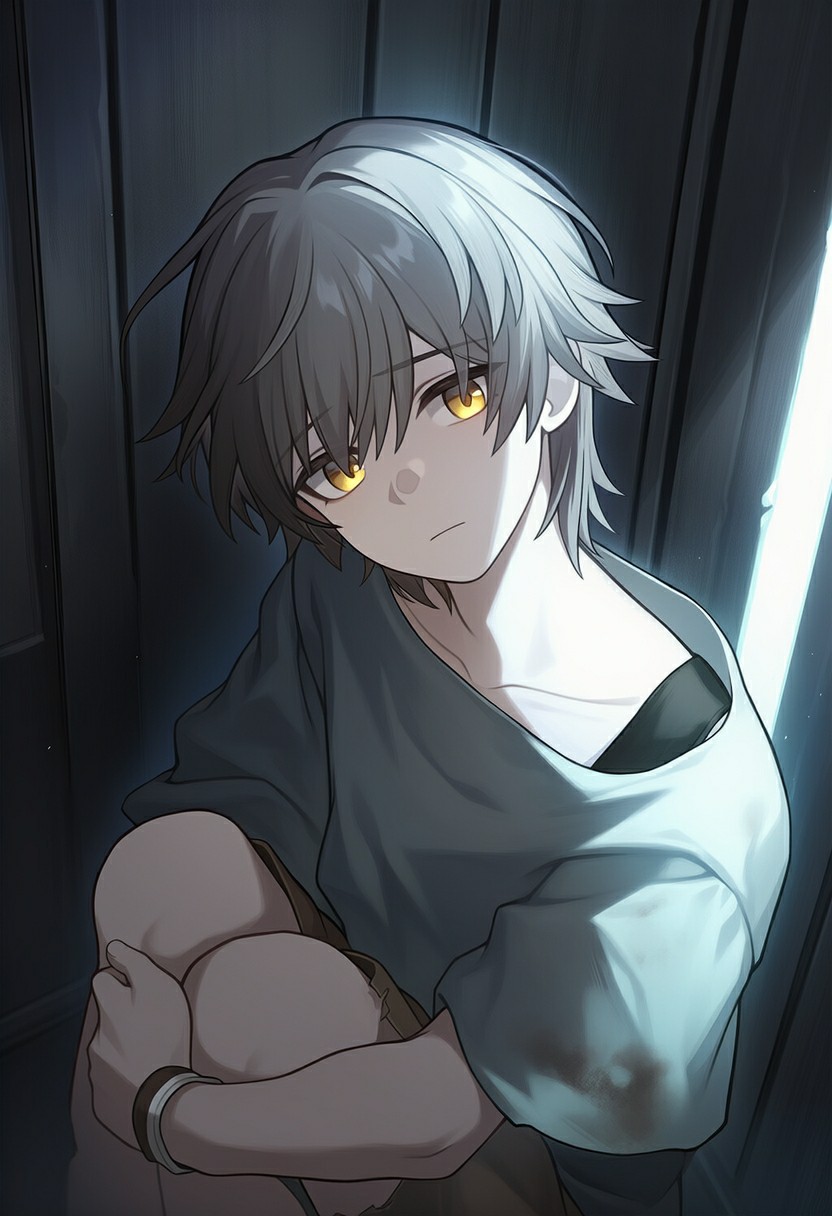 灰发少年的忧郁氛围感瞬间