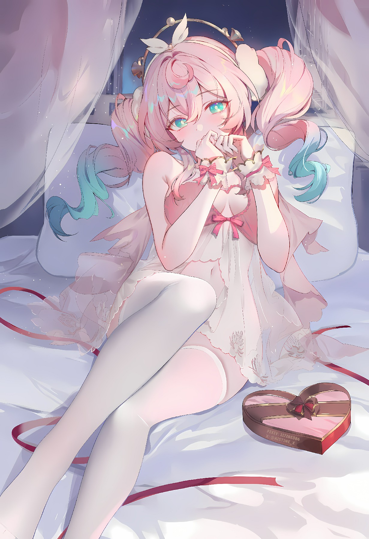 粉色梦境少女与爱心巧克力的浪漫邂逅