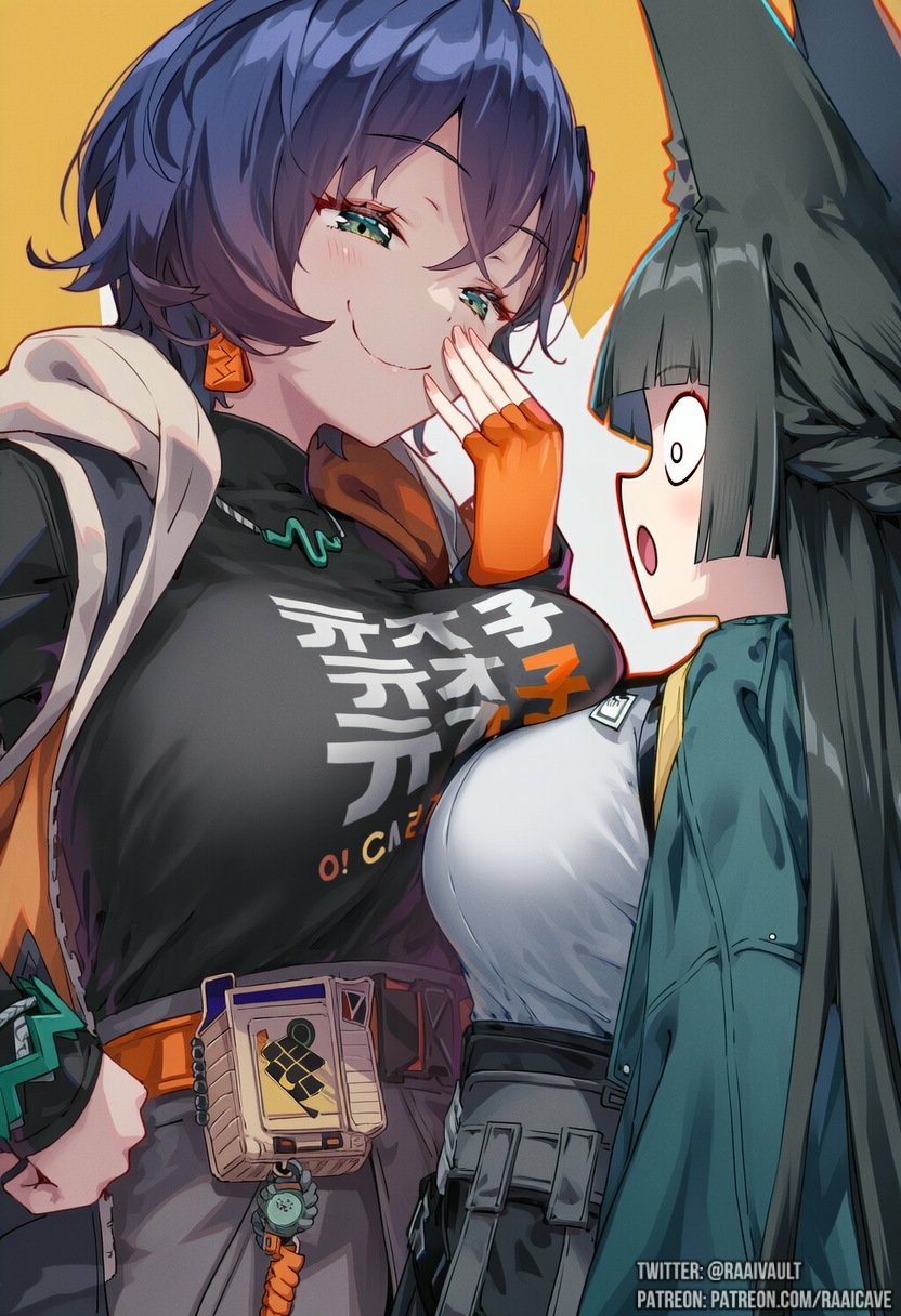 俏皮御姐与呆萌少女的趣味互动