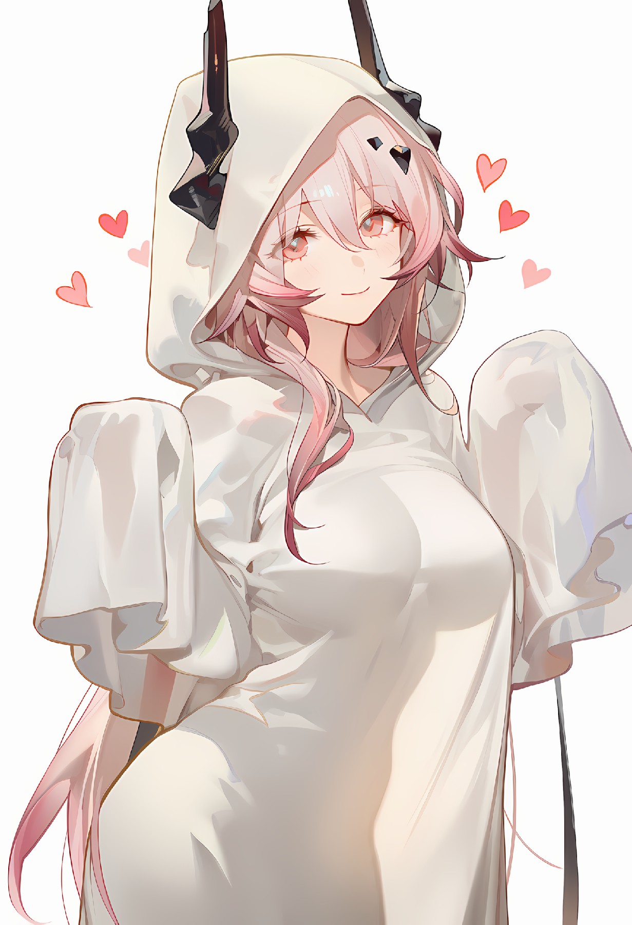 粉发萌妹白卫衣爱心氛围感拉满