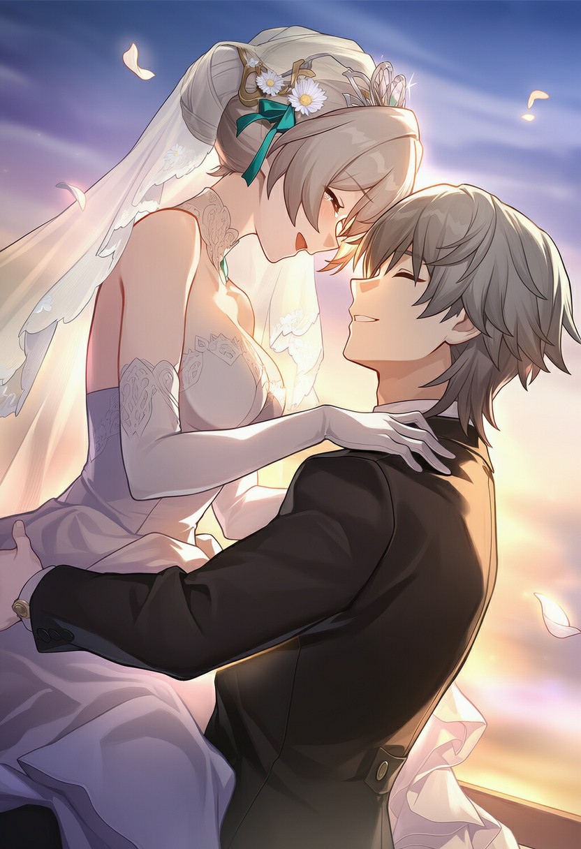 流萤婚纱同人 黄昏下的浪漫婚礼名场面