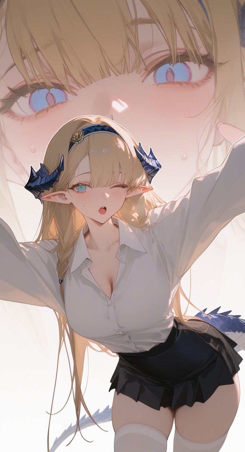 龙角精灵少女的元气自拍瞬间