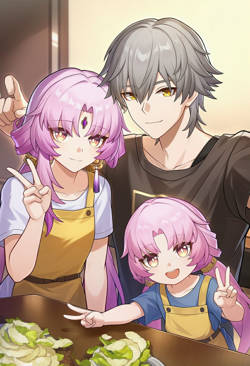 开拓者与符玄一家的温馨居家合影