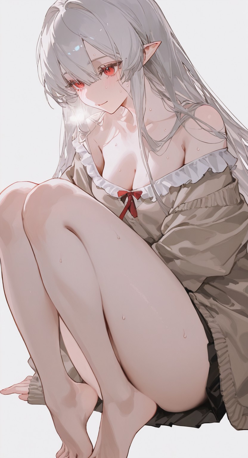 银发红瞳精灵耳少女，氛围感拉满