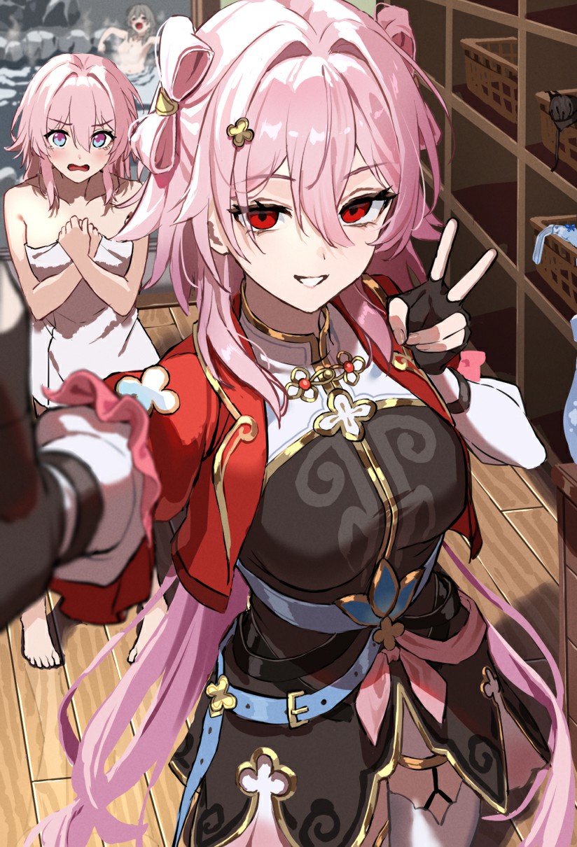 粉发少女的独特魅力瞬间