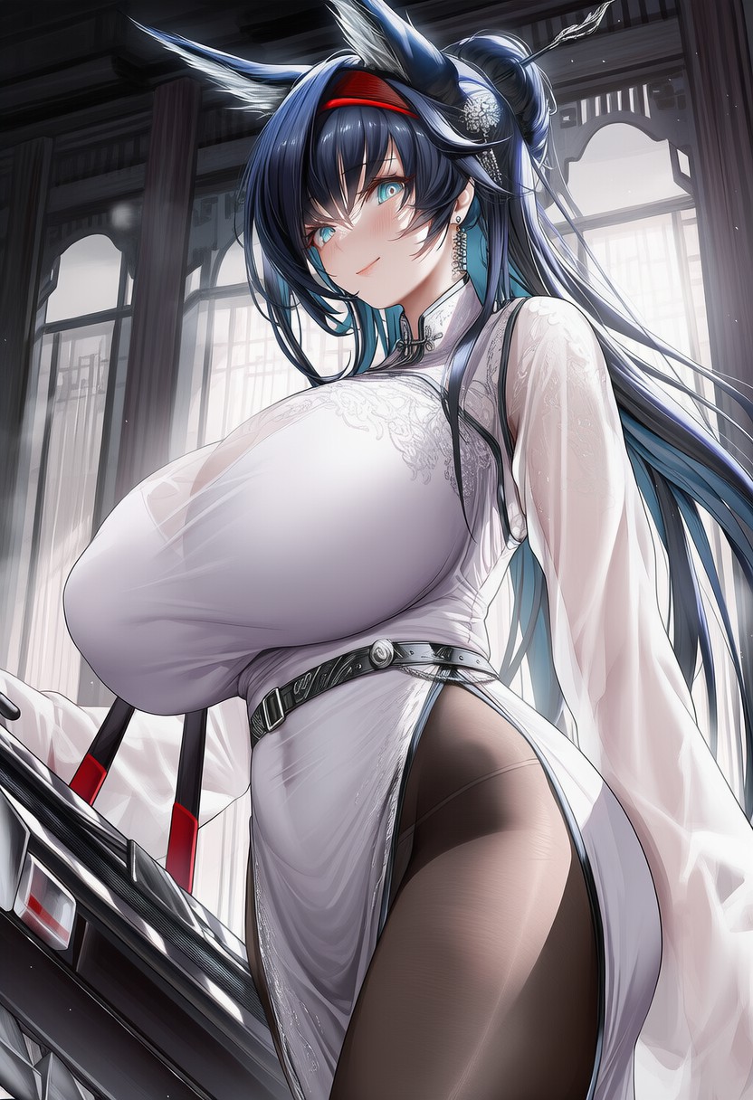 蓝发兽耳旗袍御姐 氛围感拉满太戳我了