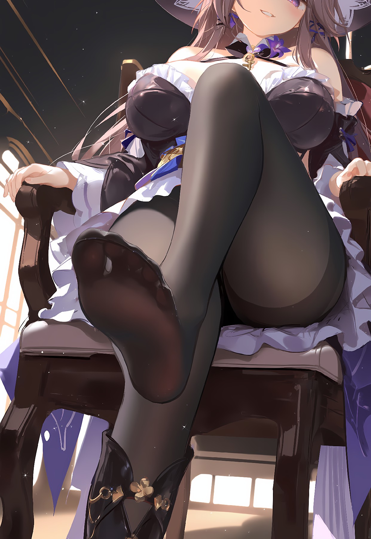 黑丝美腿坐姿杀!足尖诱惑超绝