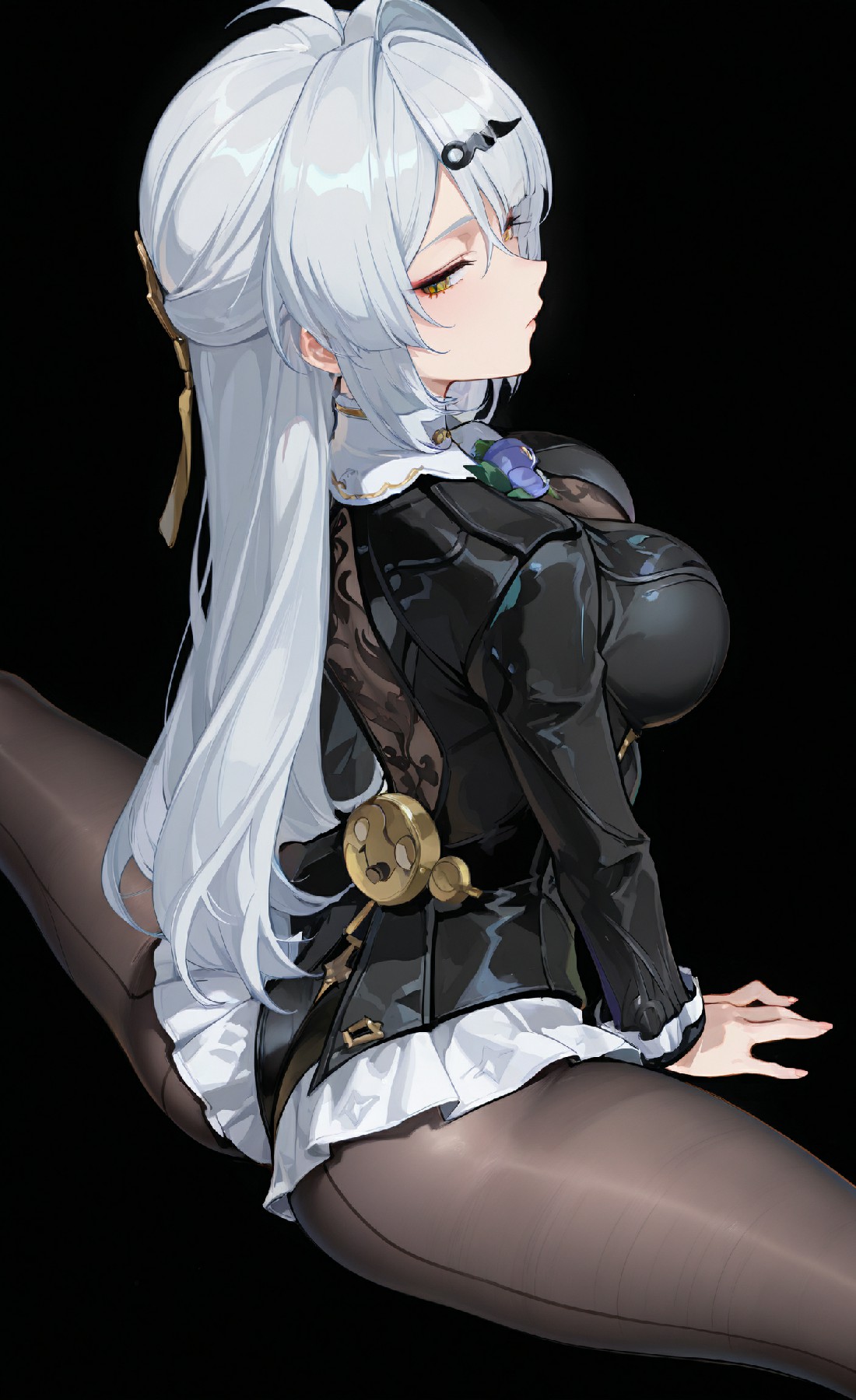 银发黑丝精致华丽御姐二次元角色