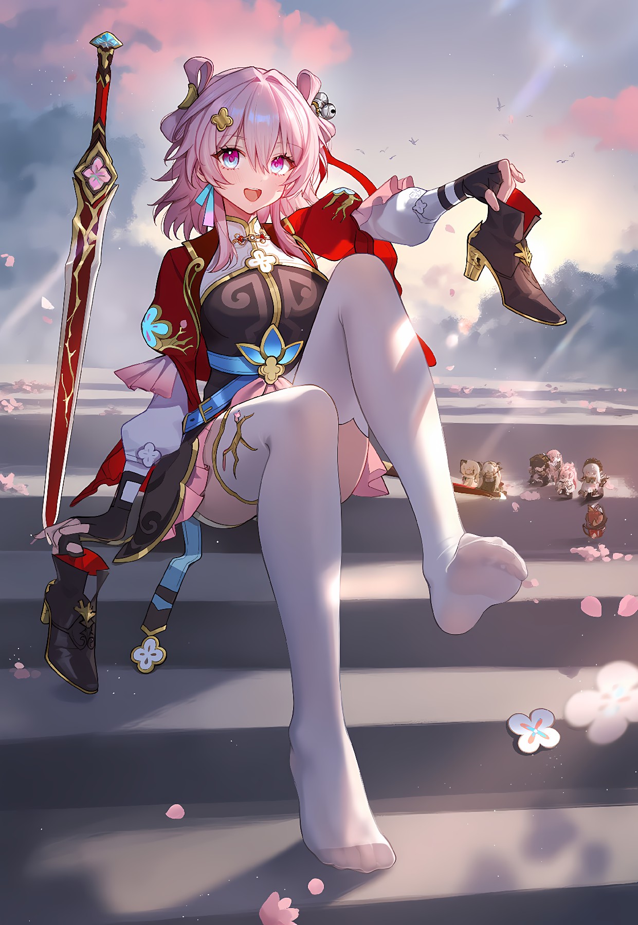 粉发剑士少女的惬意时刻