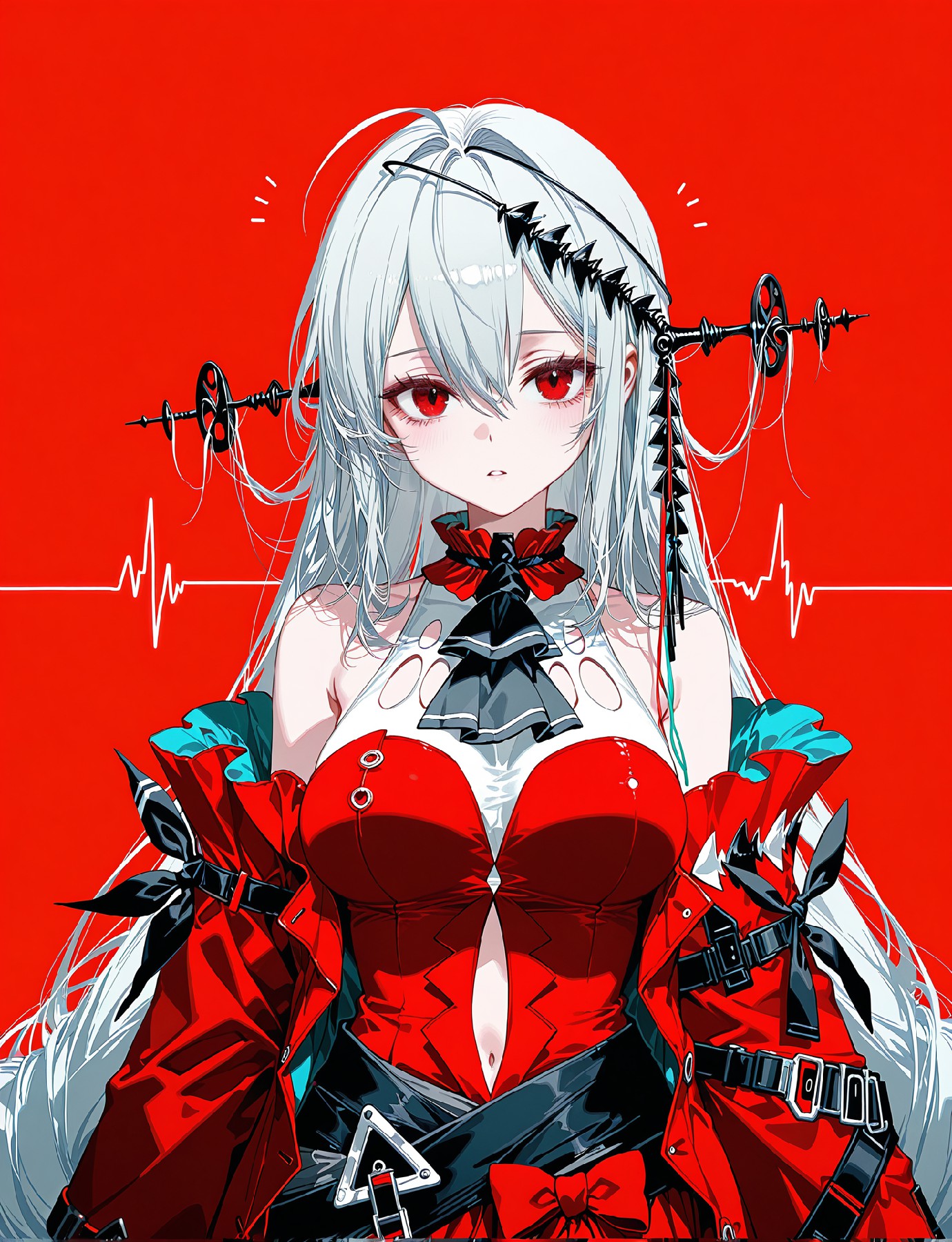 红黑配色二次元角色，造型惊艳设计感足