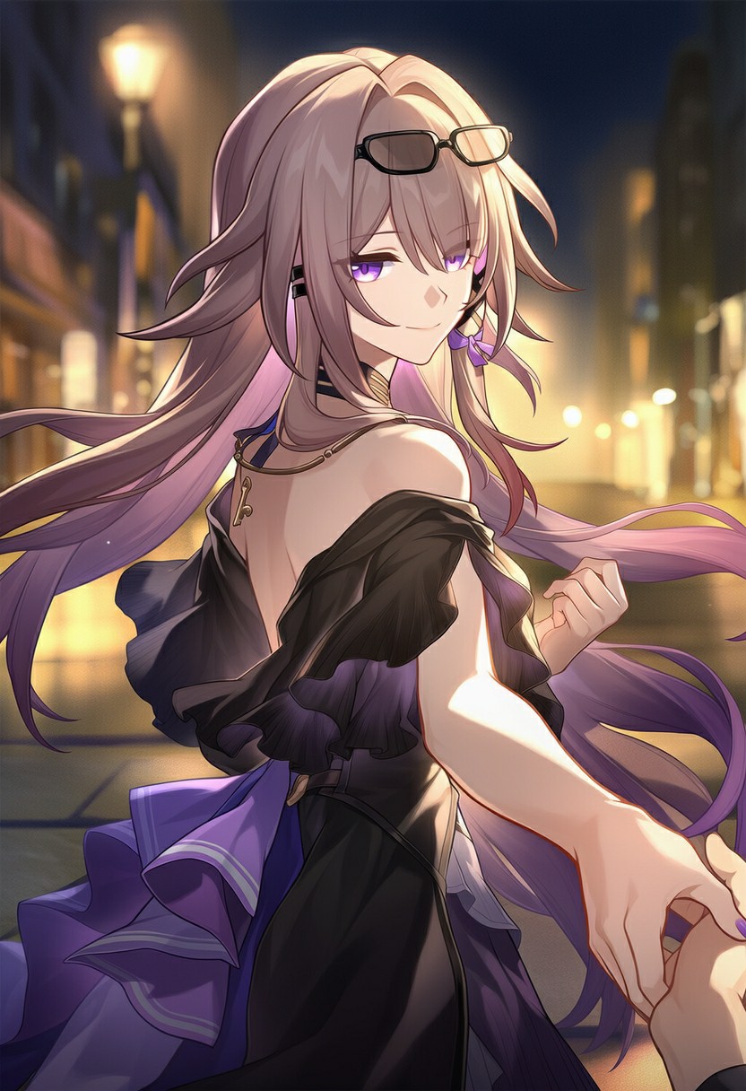 [夜晚街头回眸牵手的优雅姬子直击我心巴]