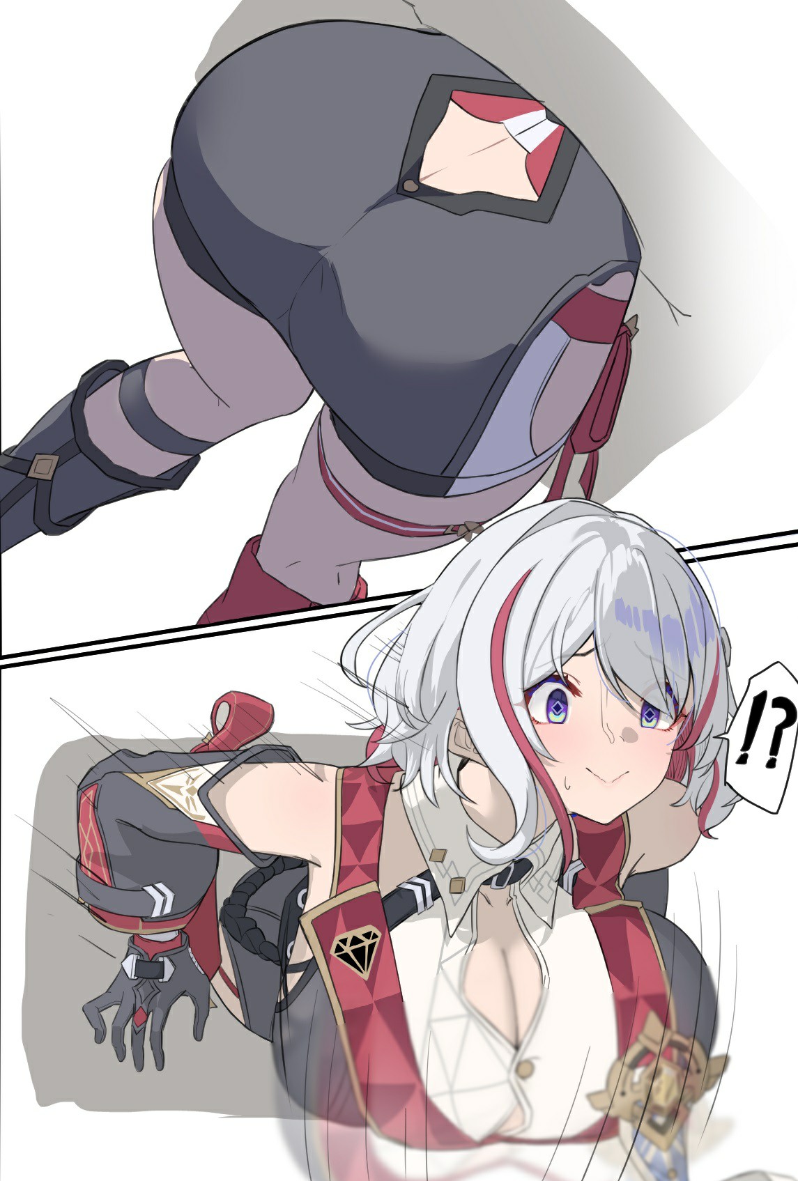 角色意外俯身+害羞表情，可爱度爆棚！