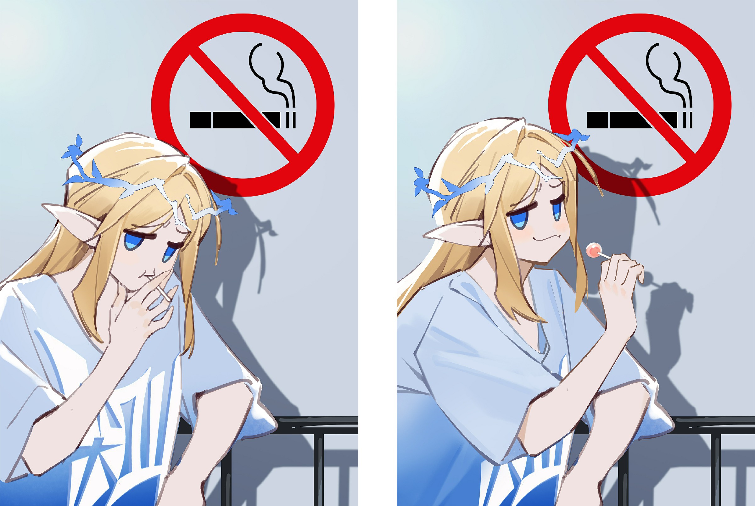 塞尔达公主戒烟啦：香烟变棒棒糖的可爱瞬间