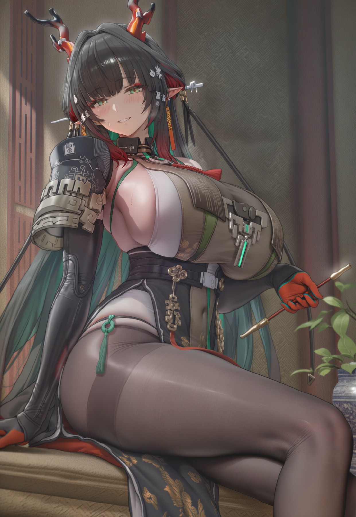 古风鹿角美少女的华丽造型展示