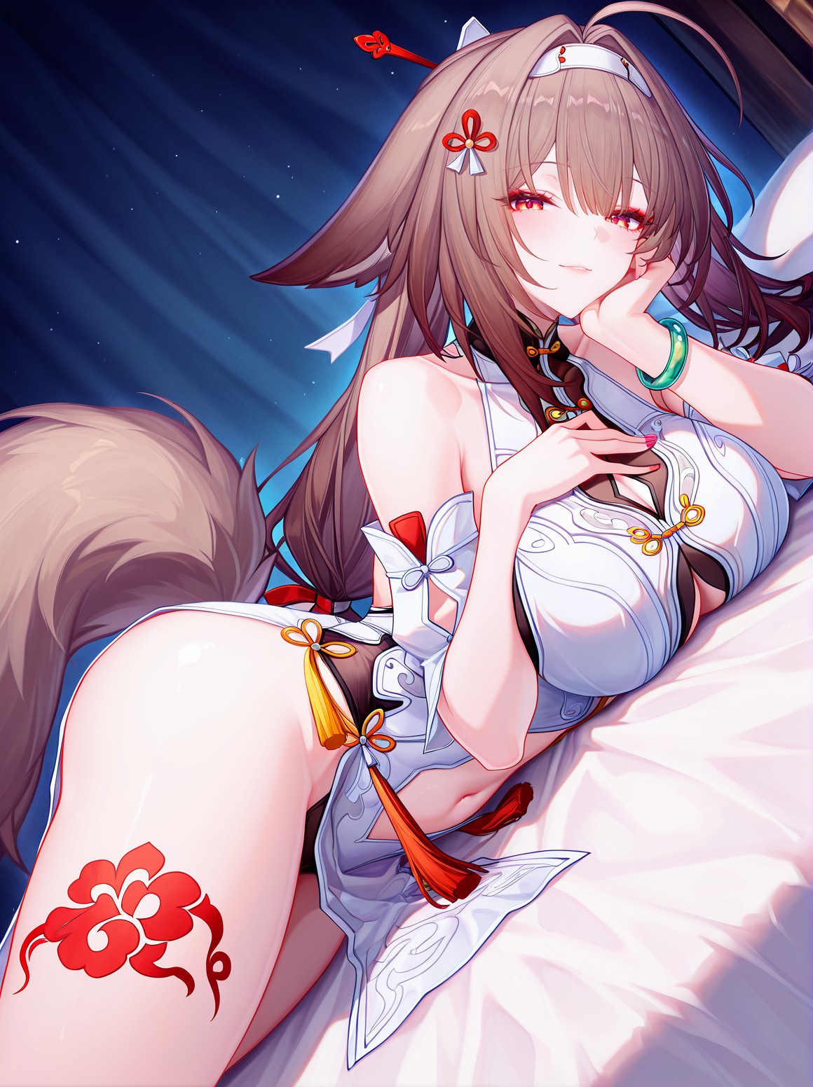 月夜兽耳娘的慵懒休憩瞬间