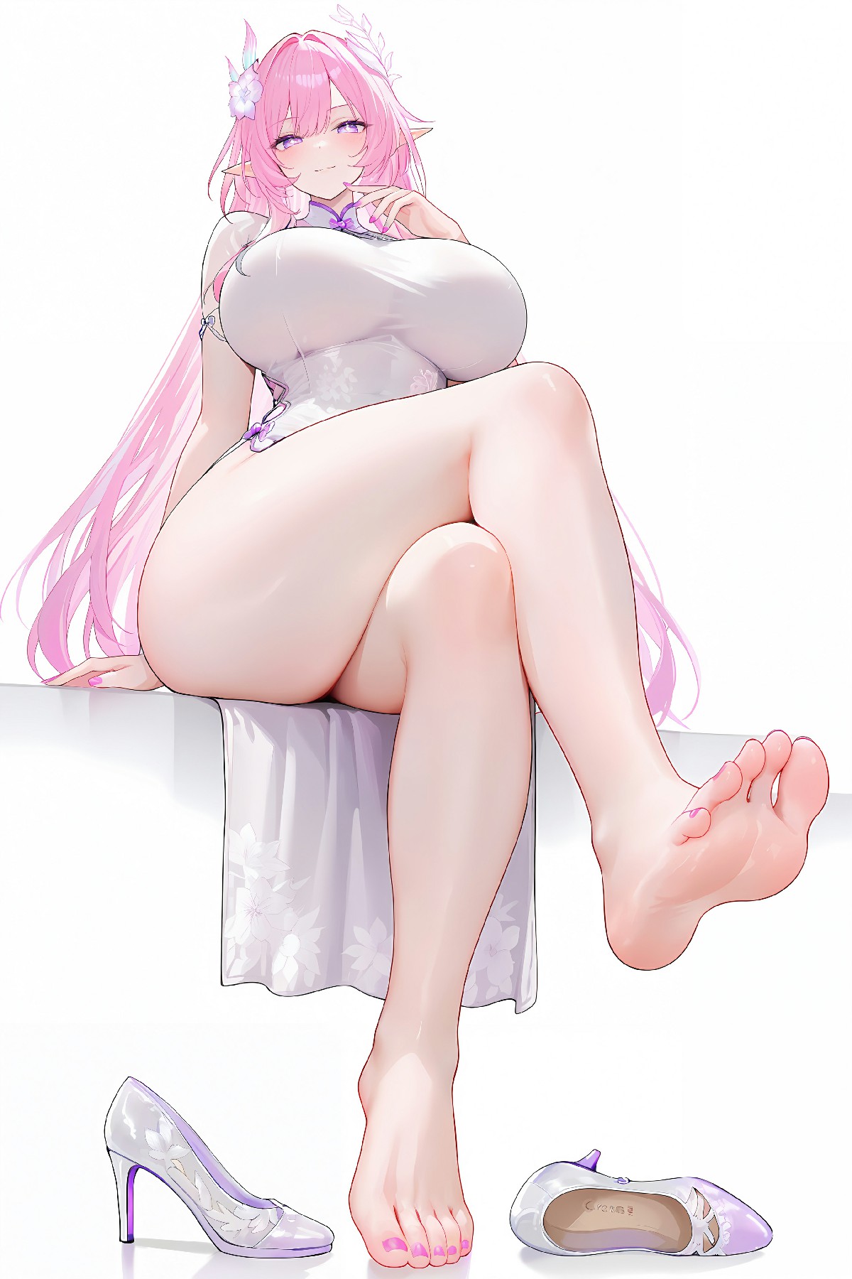 粉色精灵旗袍美少女,大胸长腿暴击!