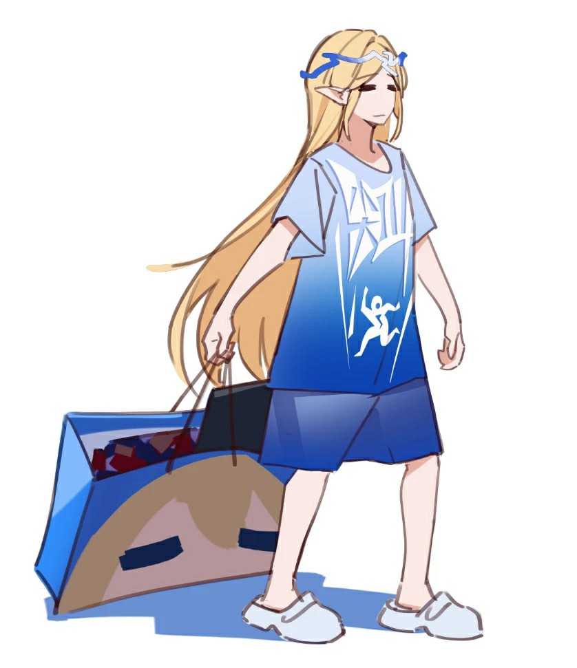 精灵耳角色的渐变蓝穿搭购物日常