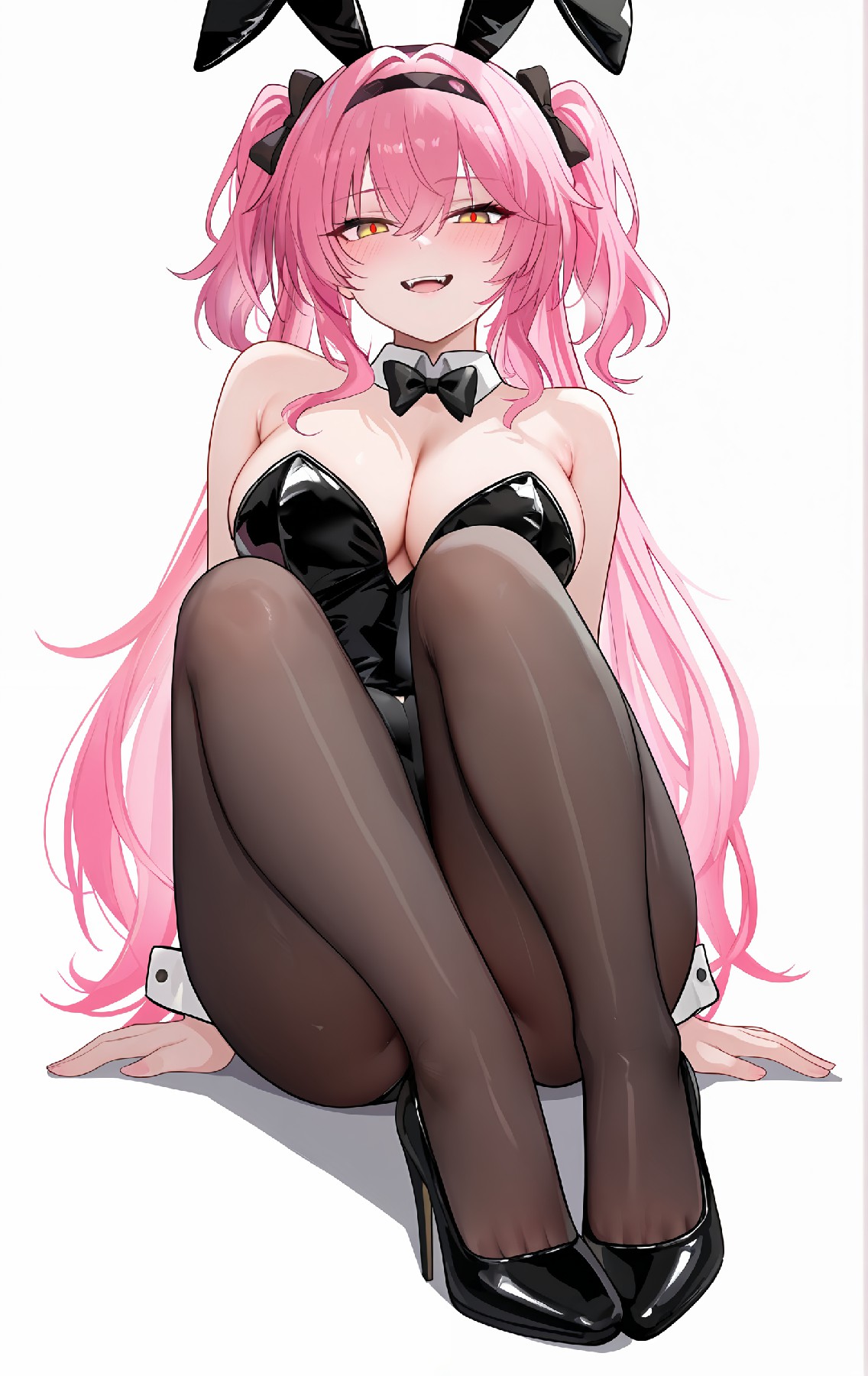 粉色双马尾兔女郎的黑色魅惑造型