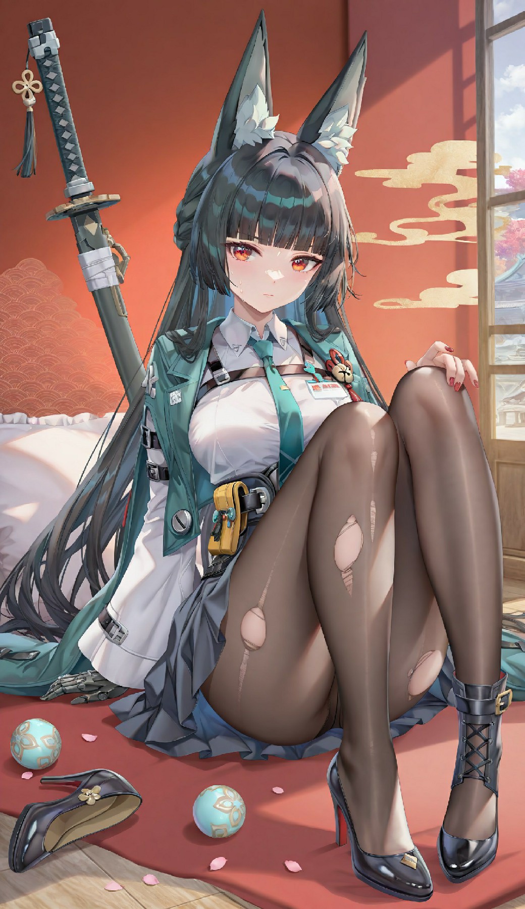 兽耳制服美少女的和风飒爽瞬间