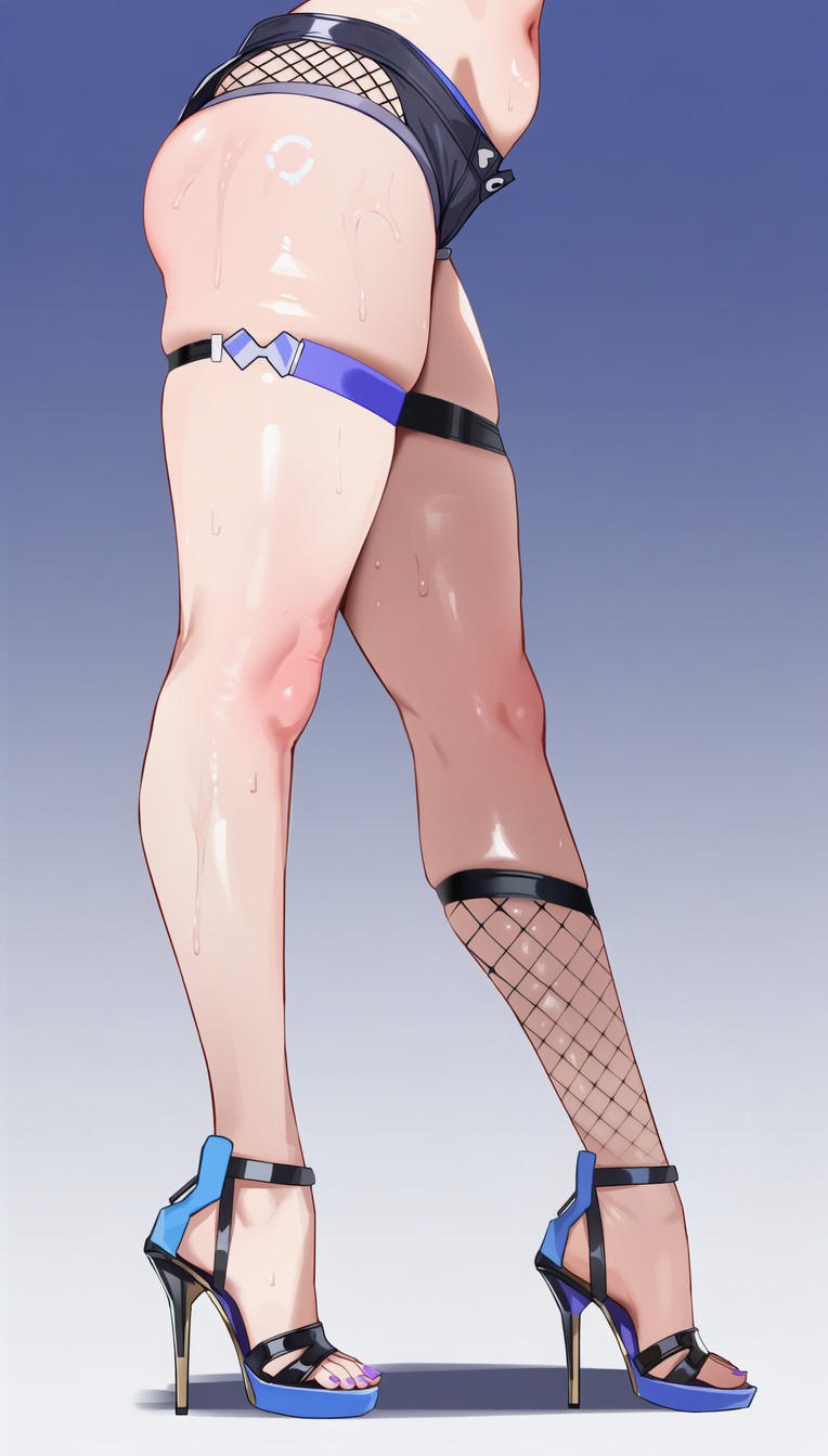 二次元辣妹腿部特写 湿身质感拉满氛围感