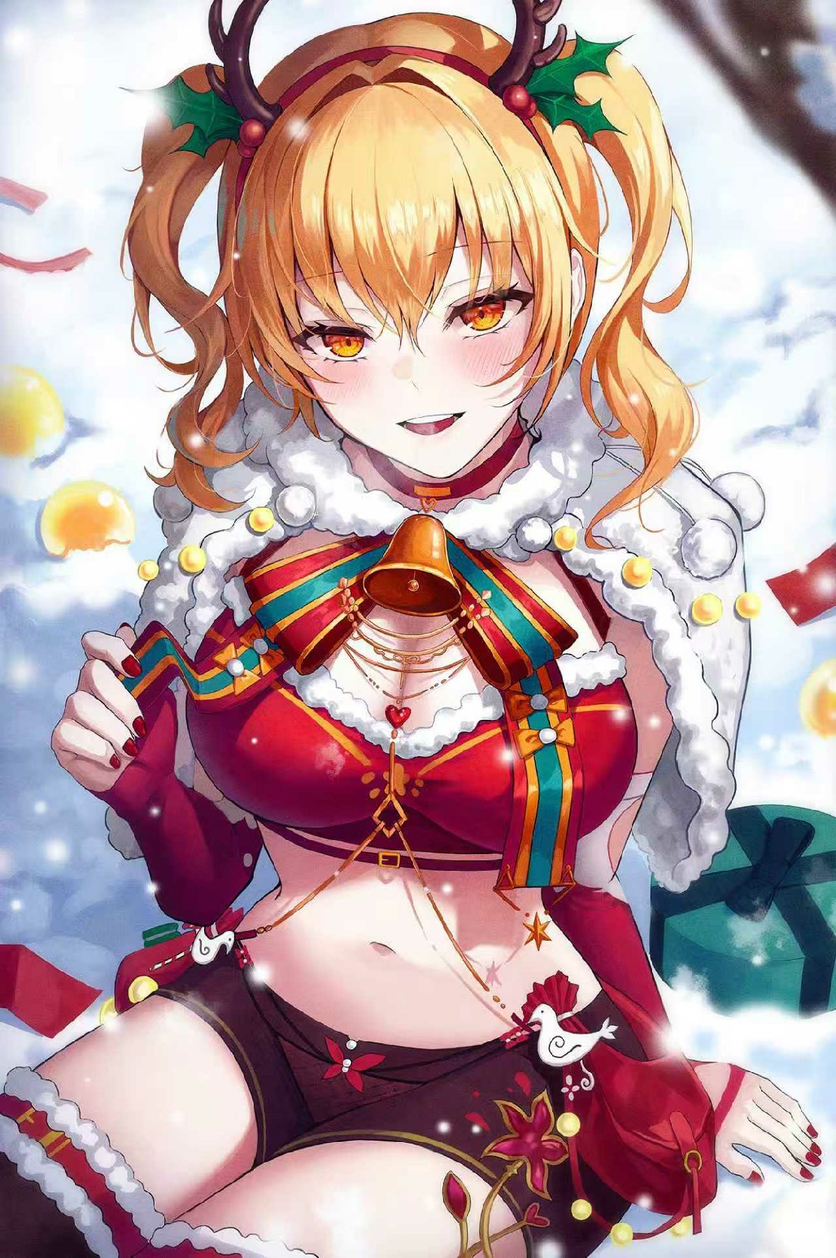 圣诞鹿角双马尾甜辣少女 冬日氛围感拉满