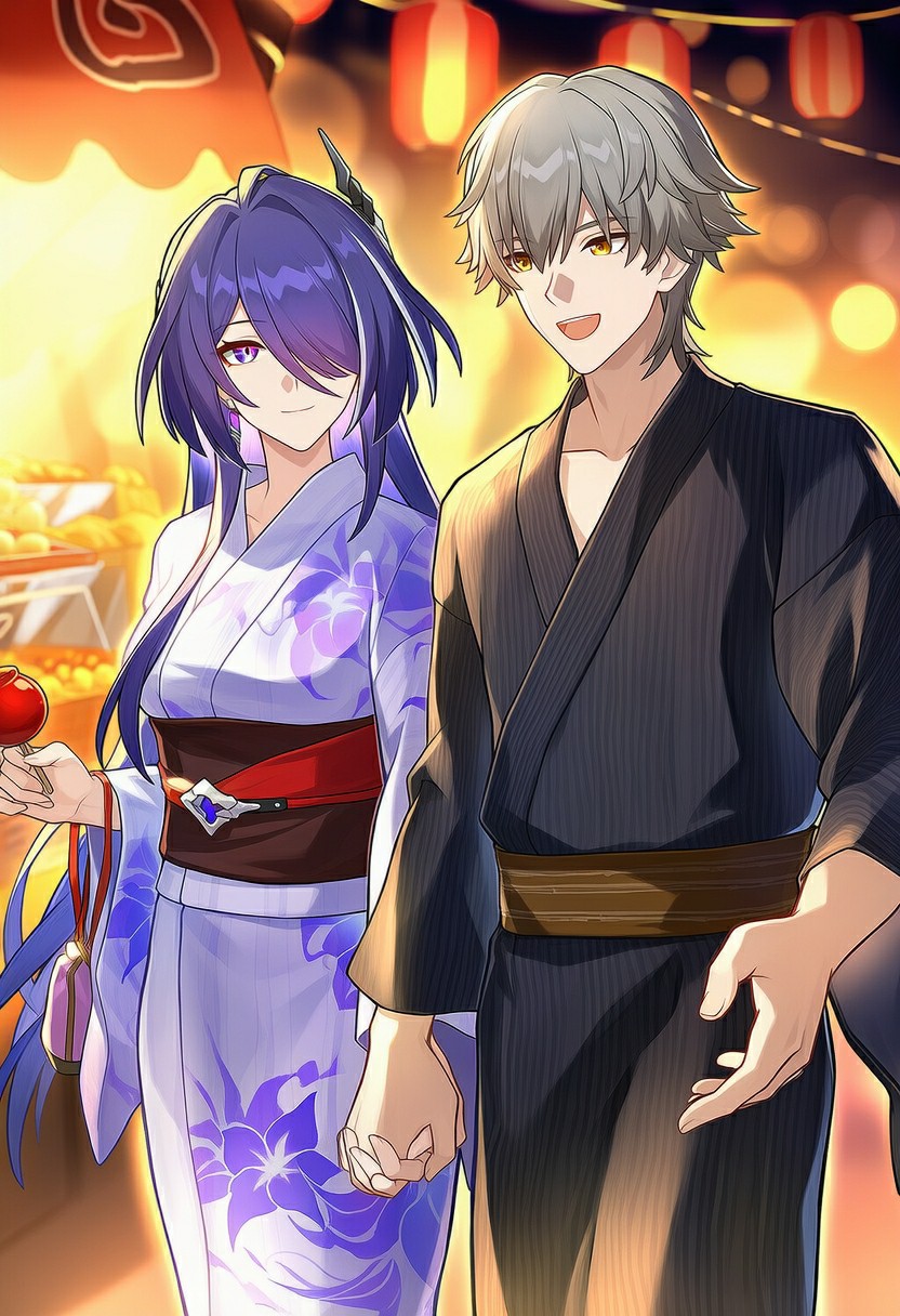 夏夜祭典邂逅，和服CP氛围感拉满