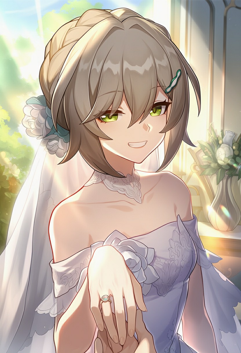 婚纱造型的动漫少女，温柔治愈氛围拉满