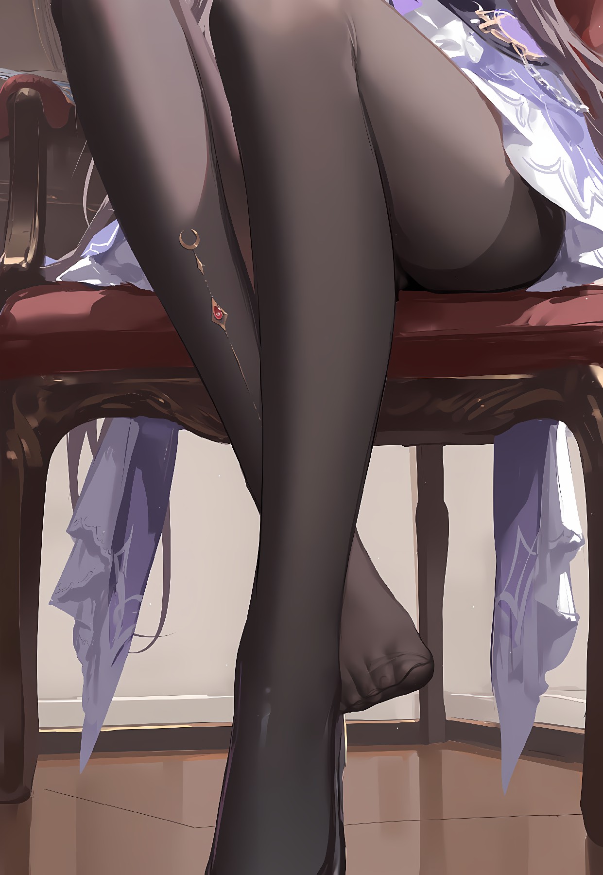 二次元黑丝美腿的精致腿部特写