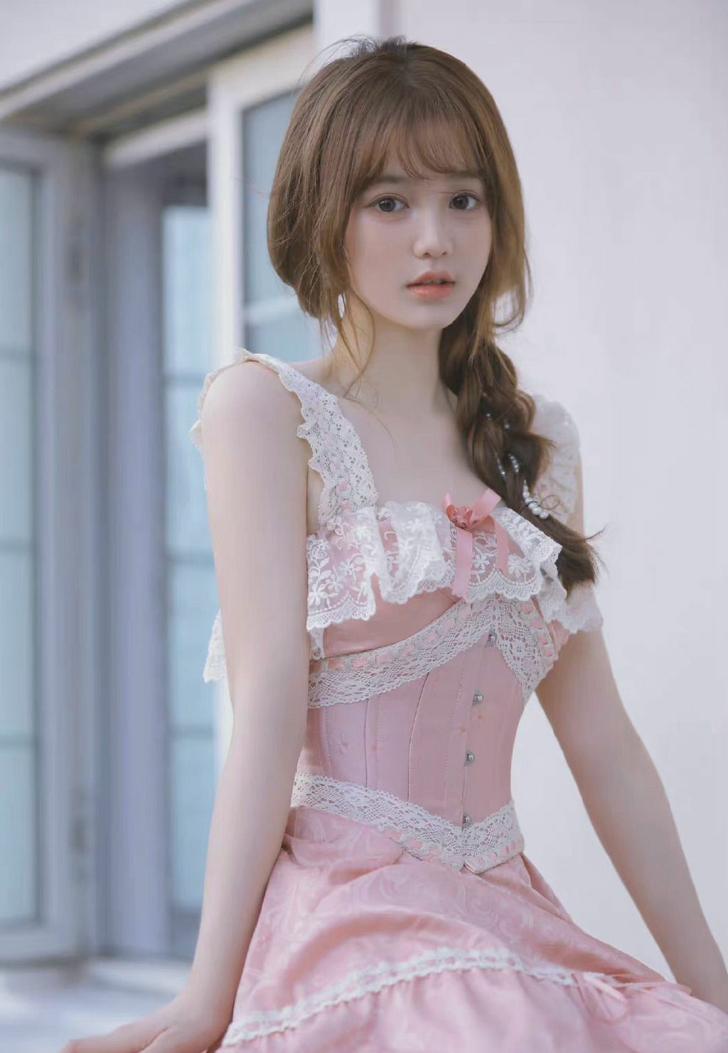 浅粉蕾丝洛丽塔穿搭 甜妹氛围感直接拉满