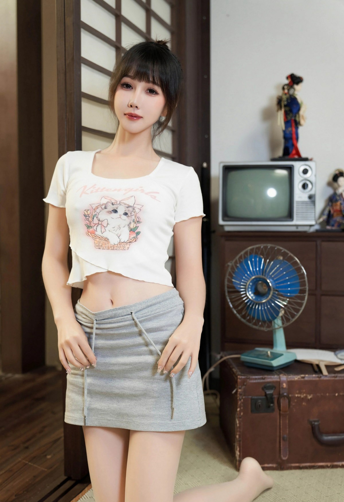 复古居家和风甜妹氛围感穿搭写真