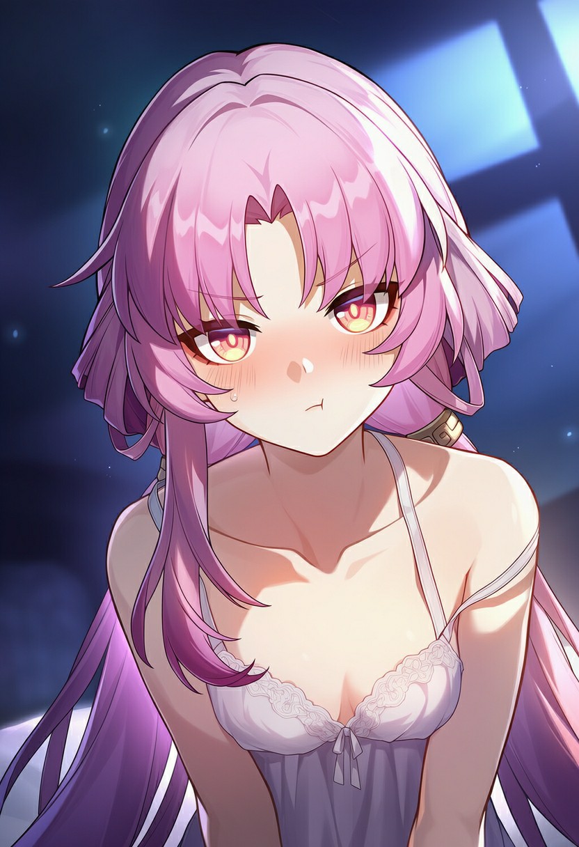 粉紫长发少女的脸红小傲娇时刻