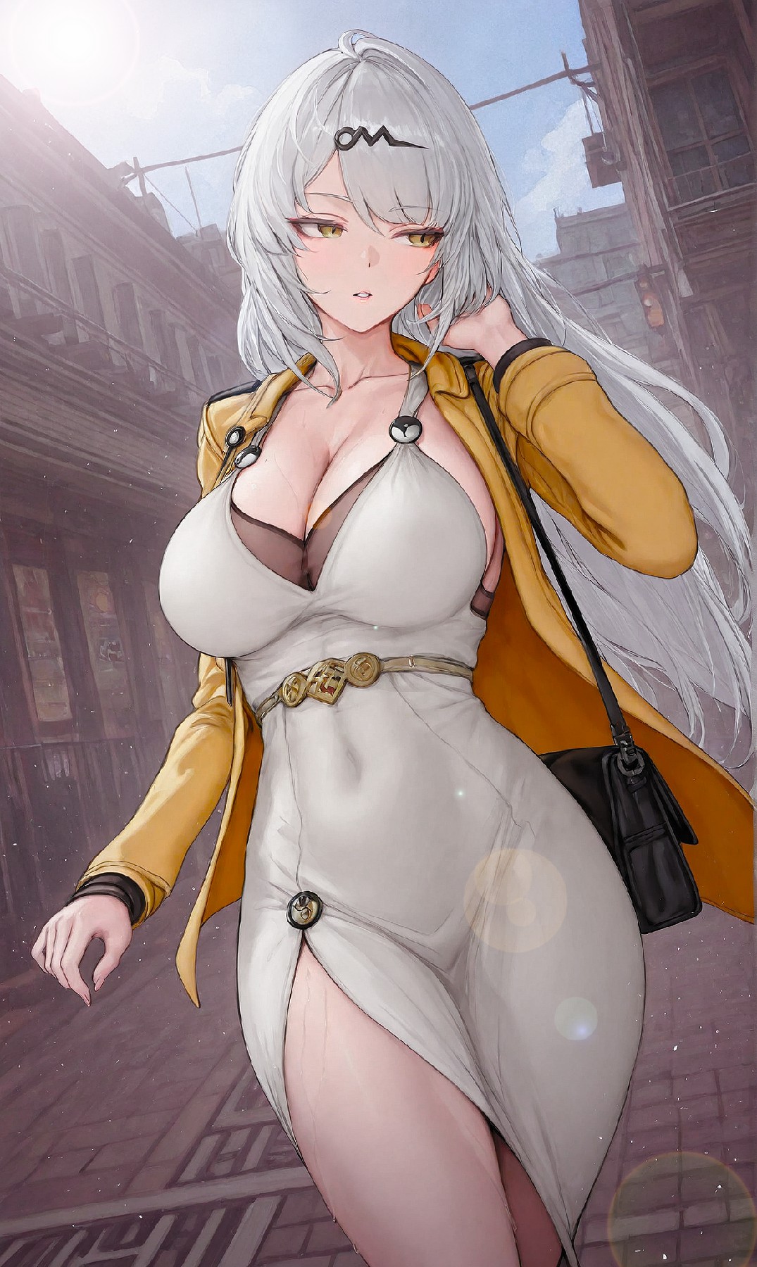 银发御姐二次元美女 复古街拍穿搭