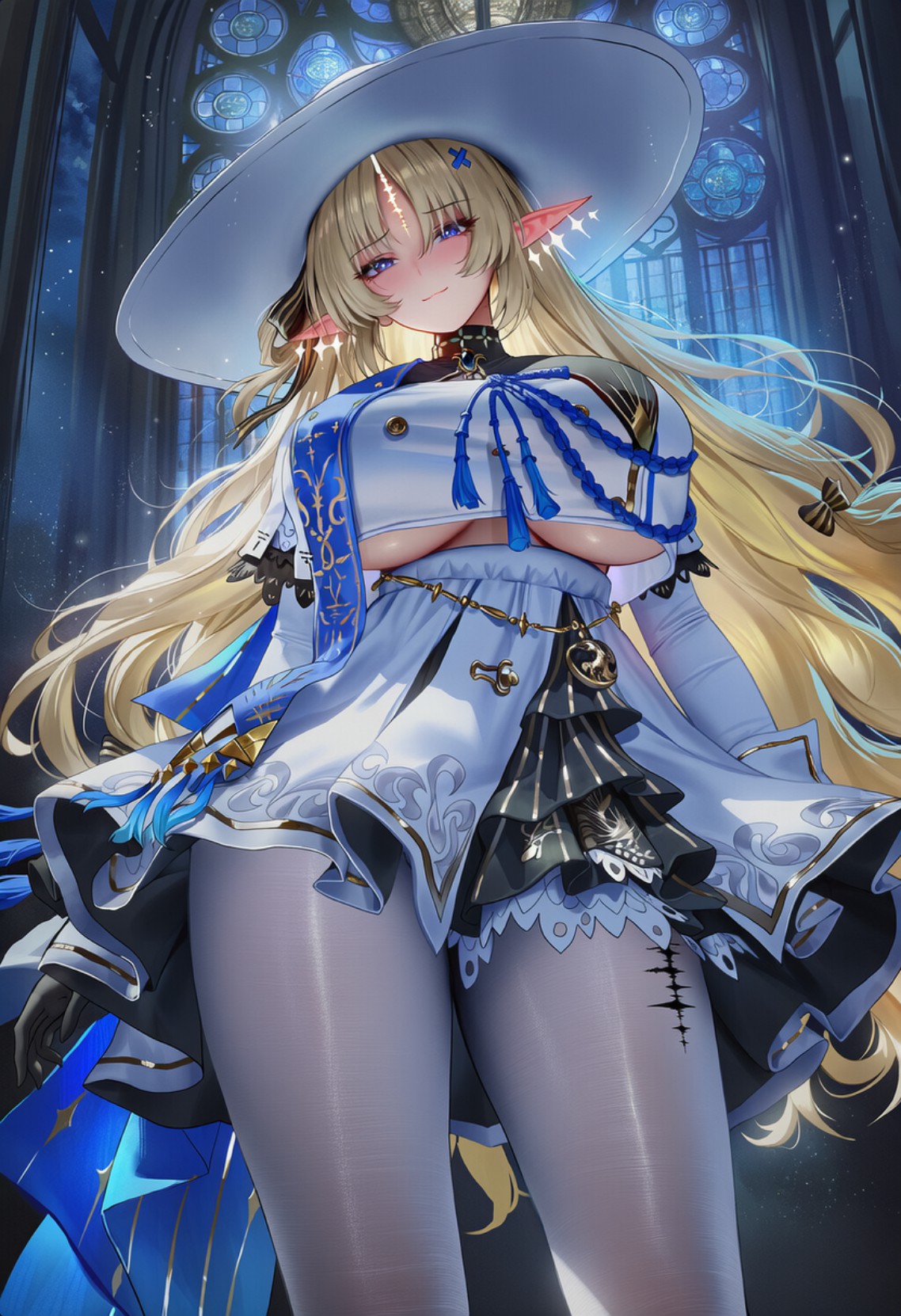 蓝白精灵少女 华丽穿搭氛围感绝了