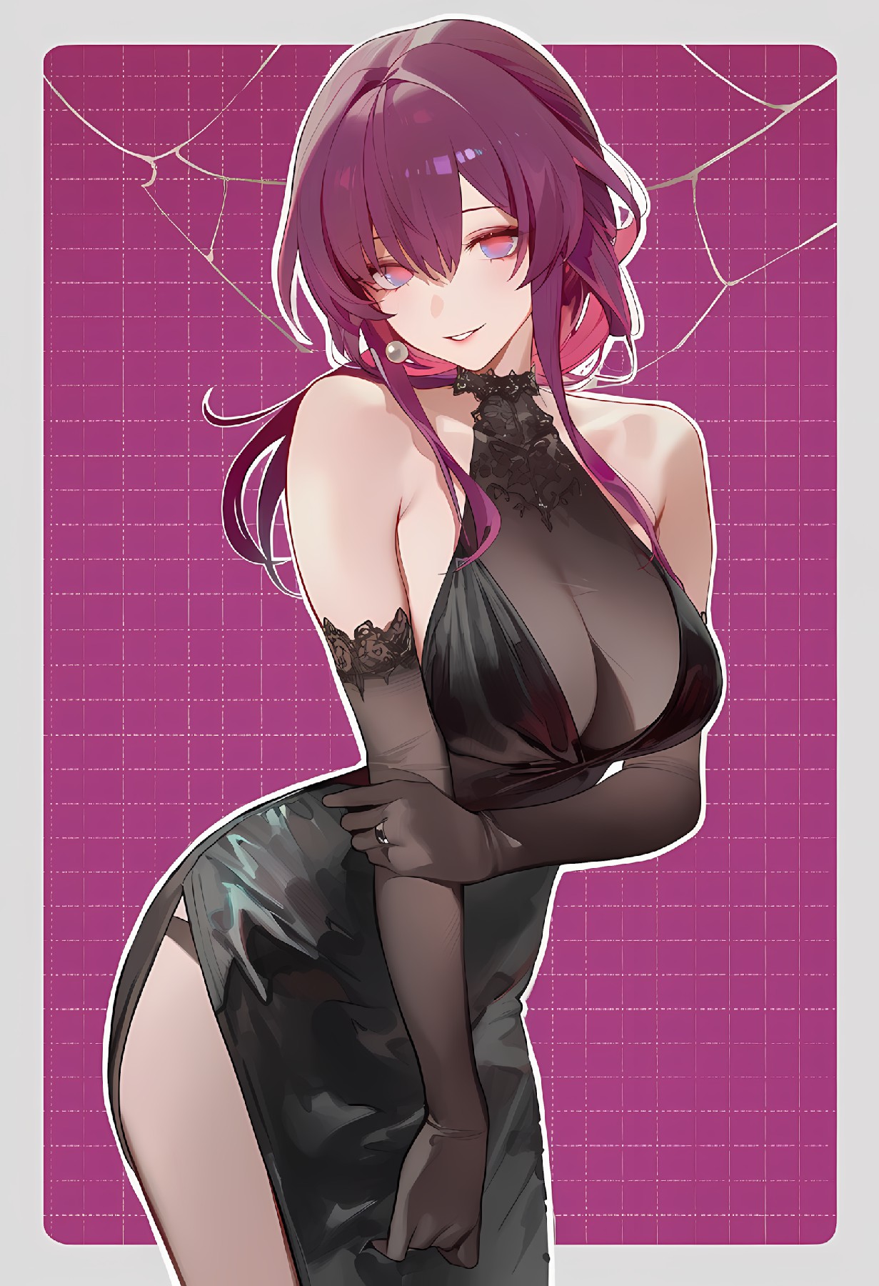 紫发御姐黑礼服 魅惑氛围感拉满