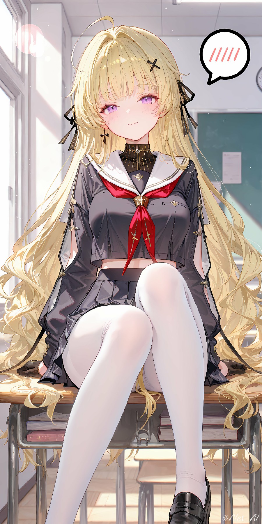 金发水手服少女，校园里的治愈心动瞬间