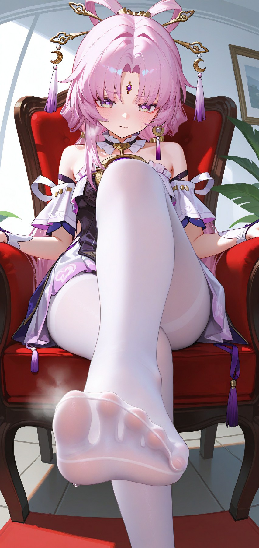 优雅坐姿的二次元美少女