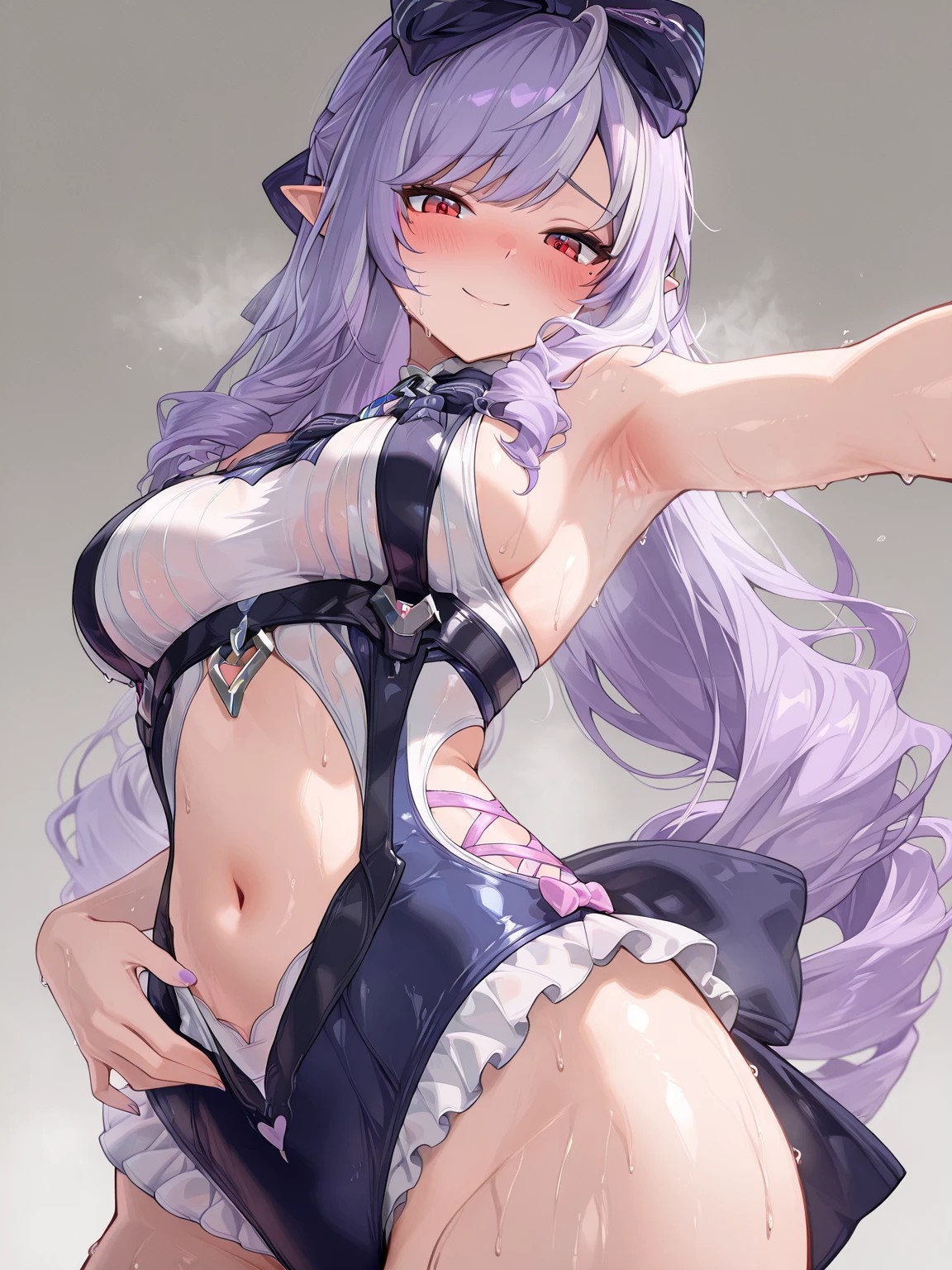 紫发精灵少女 湿身性感穿搭暴击