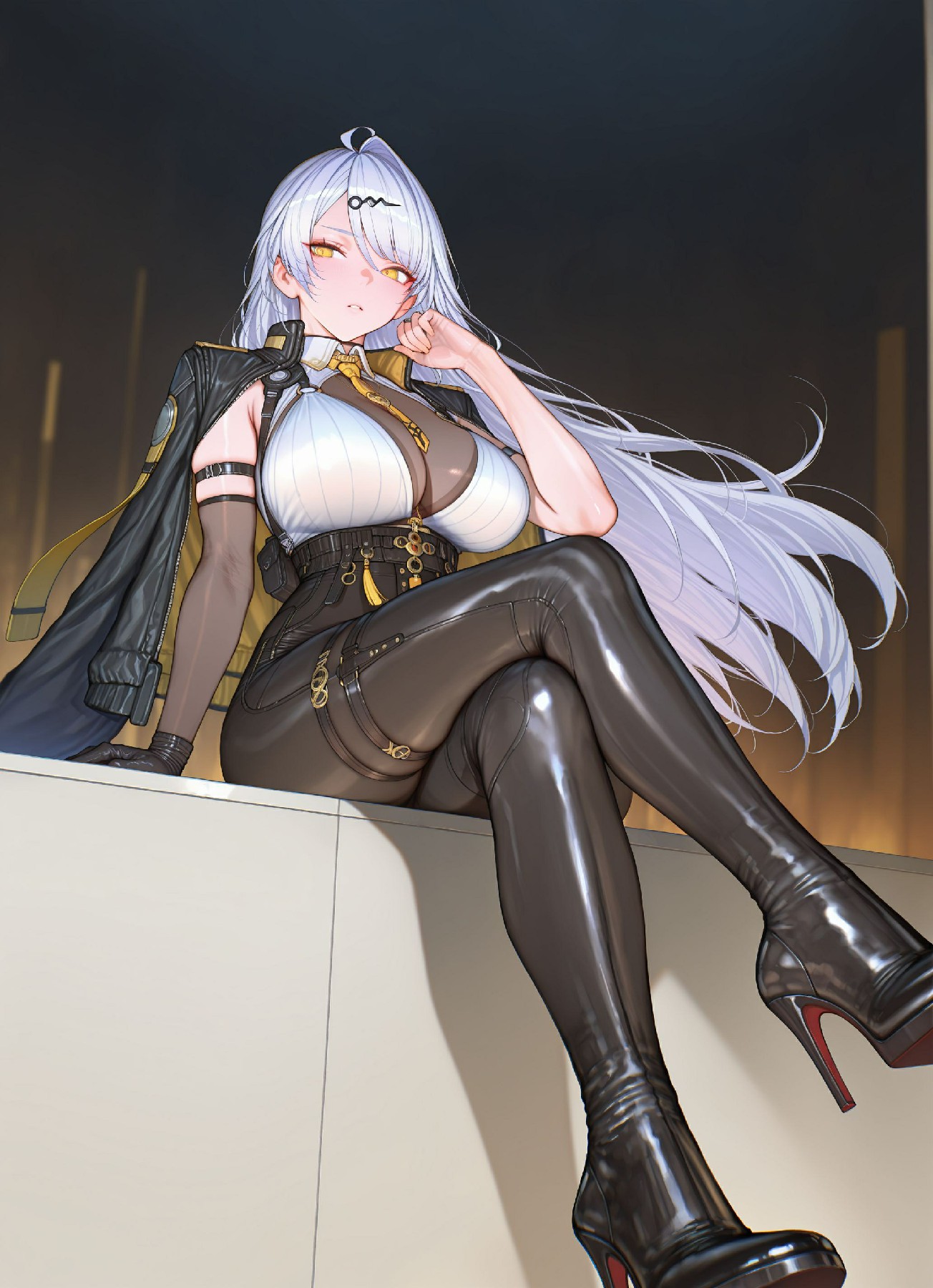 赛博风皮衣美少女，颜值身材双在线