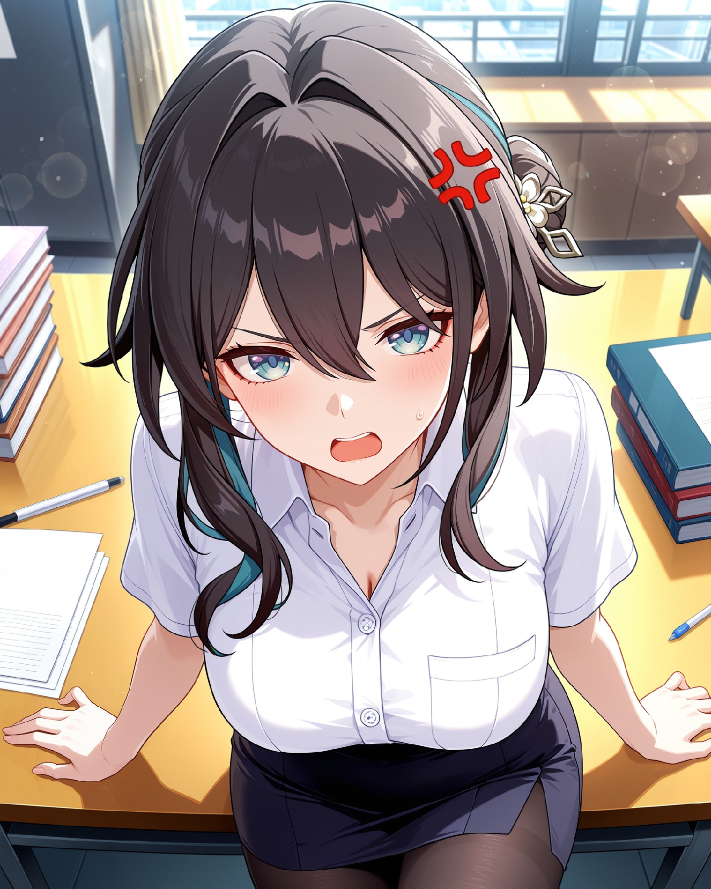 教室窗边的惊讶少女，灵动眼眸太戳心啦