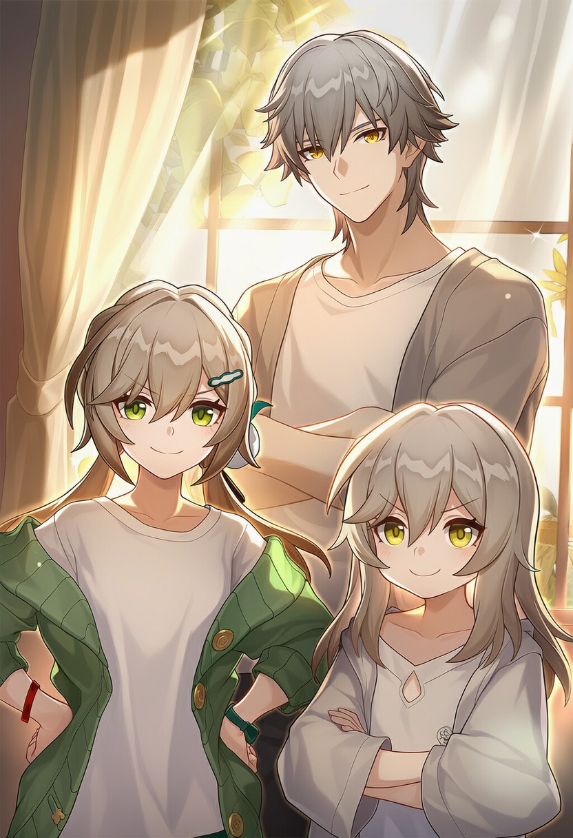 温馨动漫家庭风角色同框时刻