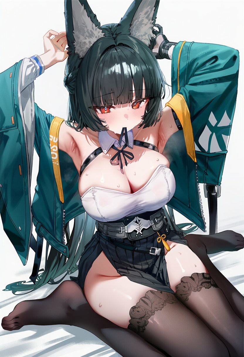 绿发兽耳娘的辣妹风穿搭超吸睛