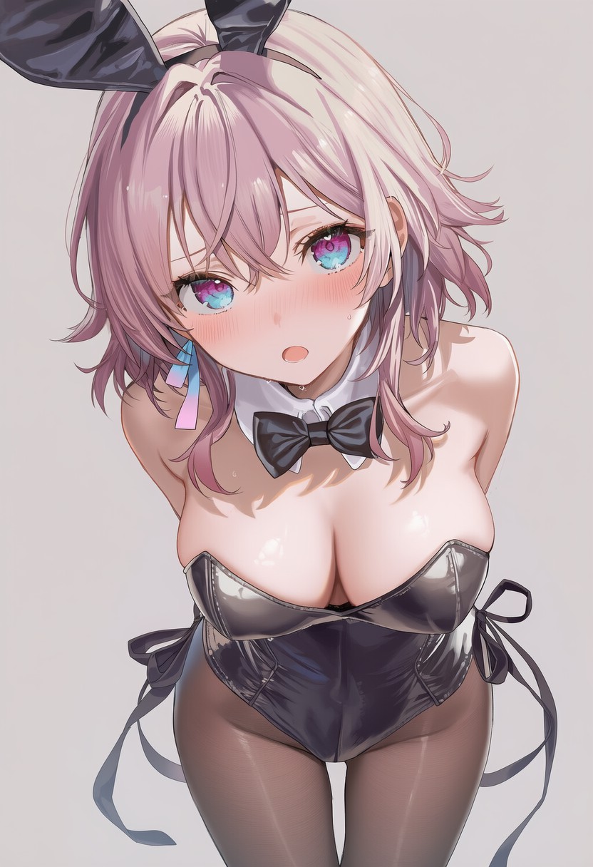 粉发渐变瞳兔女郎 可爱二次元同人插画作品