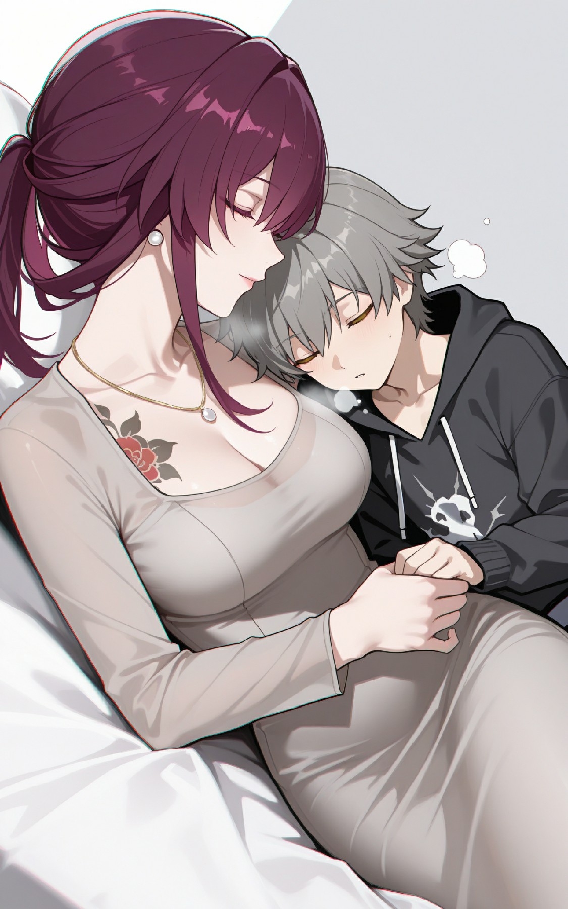 动漫情侣的温馨依偎治愈瞬间